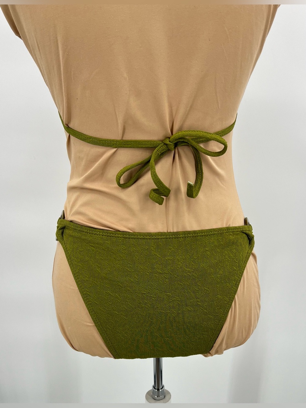 Olive green ring detail textured bikini S euro summer resortwear tulum swimwear - Picture 12 of 14